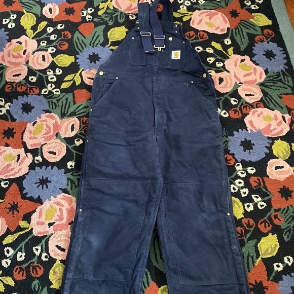 Carhartt Lined Heavy Bib Overalls 40x32 Navy - Picture 1 of 8